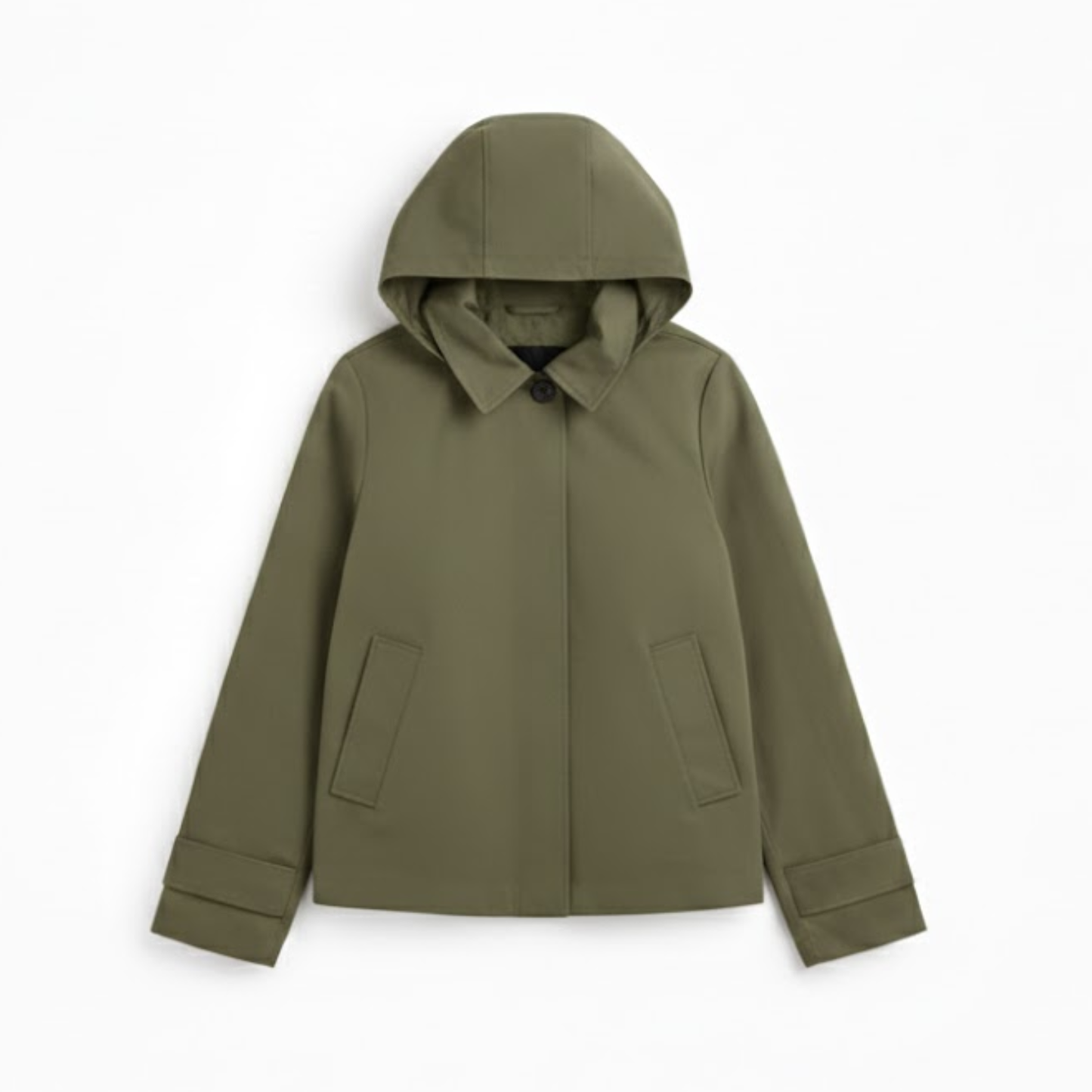 Women's Short Jacket with Hood and Lapel Collar