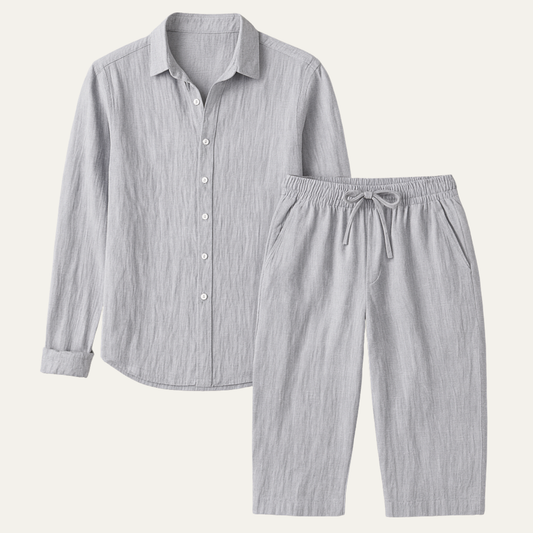 The Cumberland Men’s Linen Shirt & Wide Leg Pants Set – Casual Beach Outfit