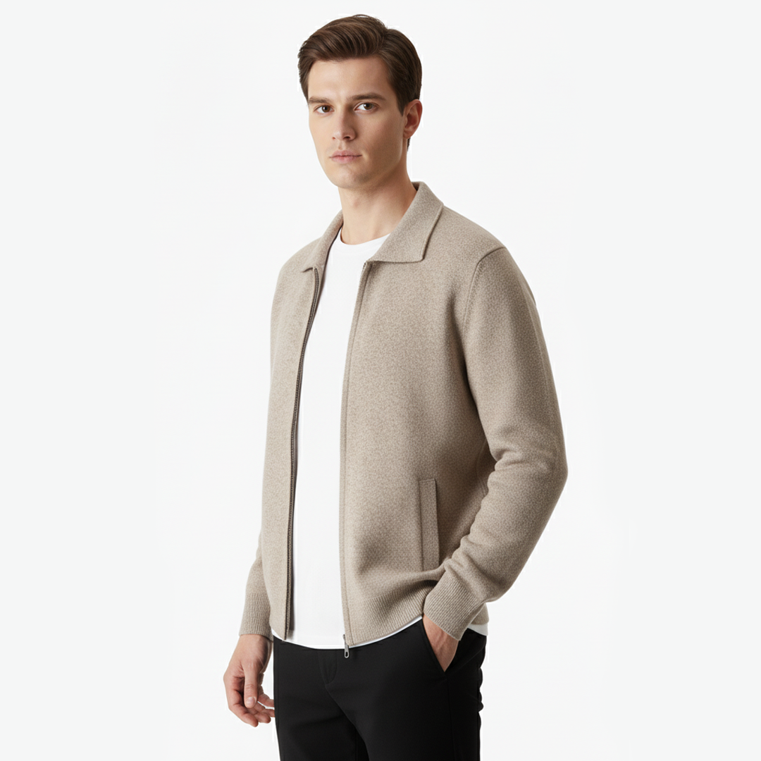 Impere Line | Extra jemný vlněný zip Polo svetr