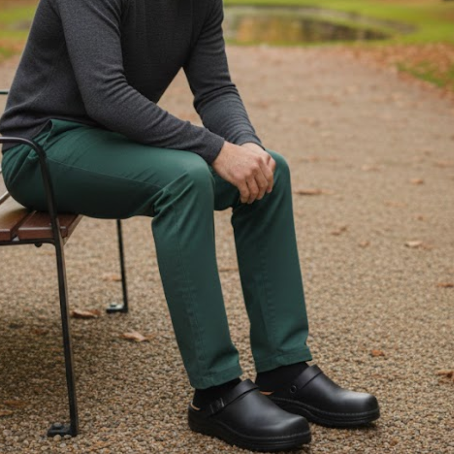 Imperé Line | Men's soft leather clogs with round toe, comfortable sole, casual style