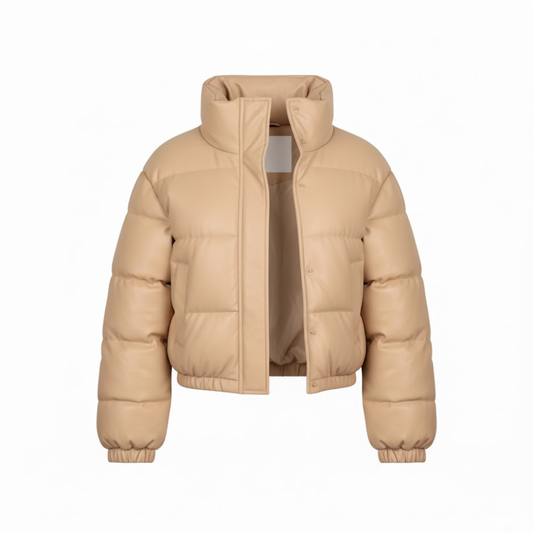 Elegant Thick and Warm Women's Winter Jacket in Faux Leather