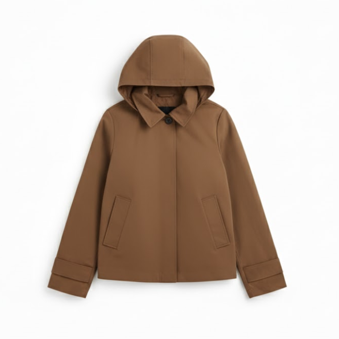 Women's Short Jacket with Hood and Lapel Collar