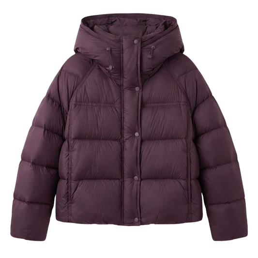 Women's Quilted Cotton Jacket, Short Winter Coat with Hood, Loose Fit