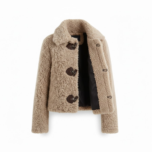 Women's Versatile Winter Coat with Reversible Collar and Rope Buckle Closure