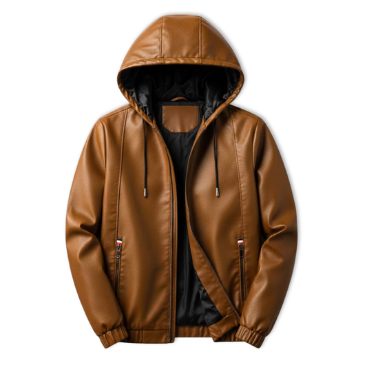 Imperé Line | Men's jacket eco-leather removable hood modern urban biker style