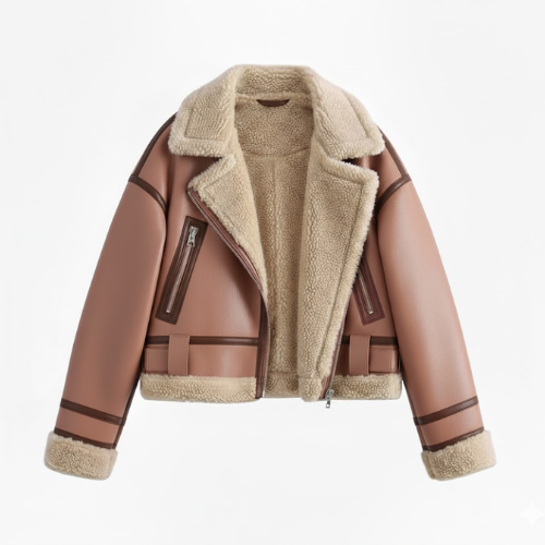 Short Loose and Versatile Women's Jacket Lined with Fur