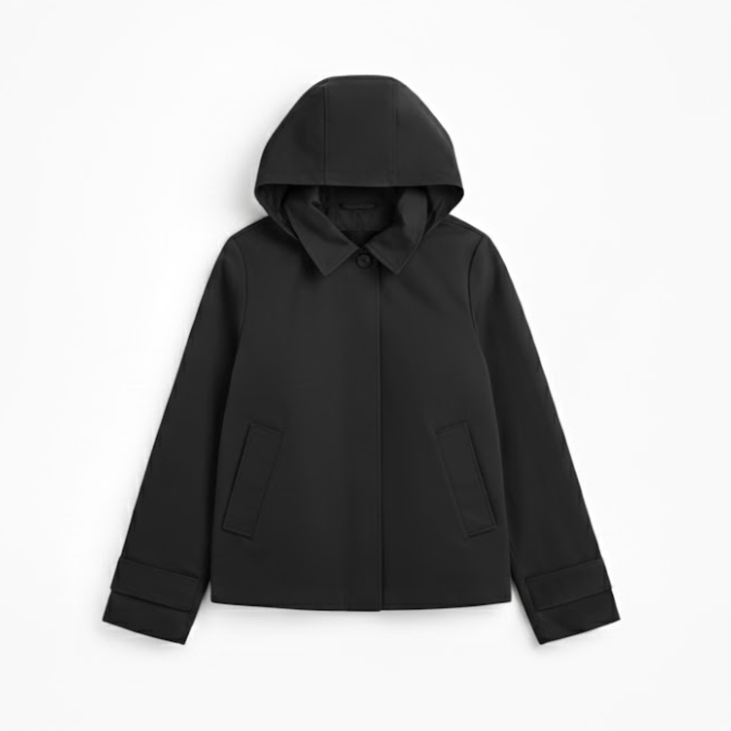 Women's Short Jacket with Hood and Lapel Collar