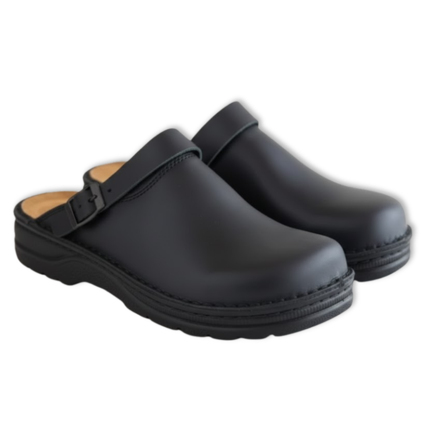 Imperé Line | Men's soft leather clogs with round toe, comfortable sole, casual style