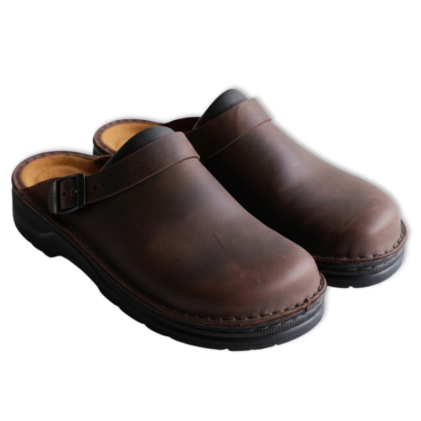 Imperé Line | Men's soft leather clogs with round toe, comfortable sole, casual style
