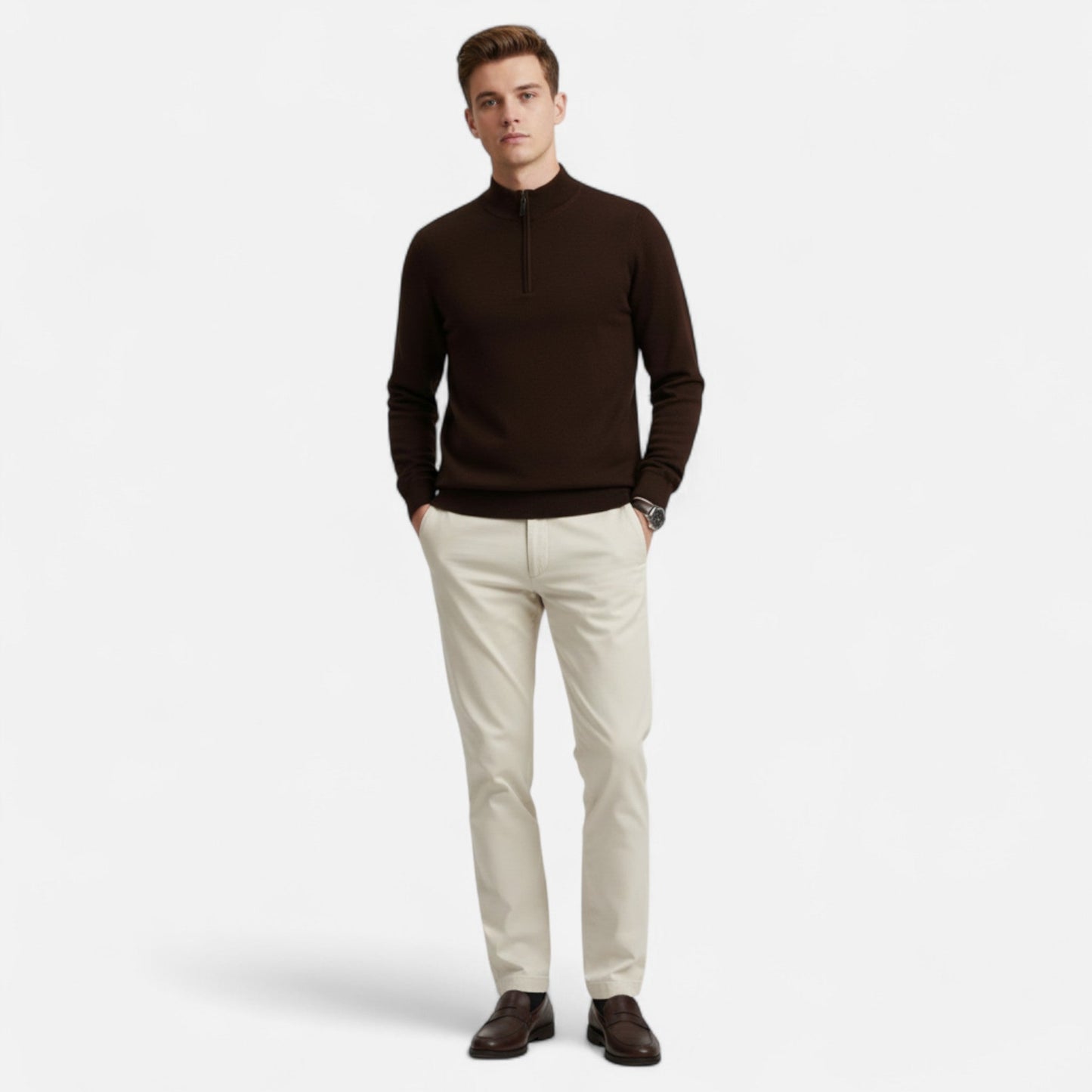 Imperé Line | Poloviční zip Merino svetr
