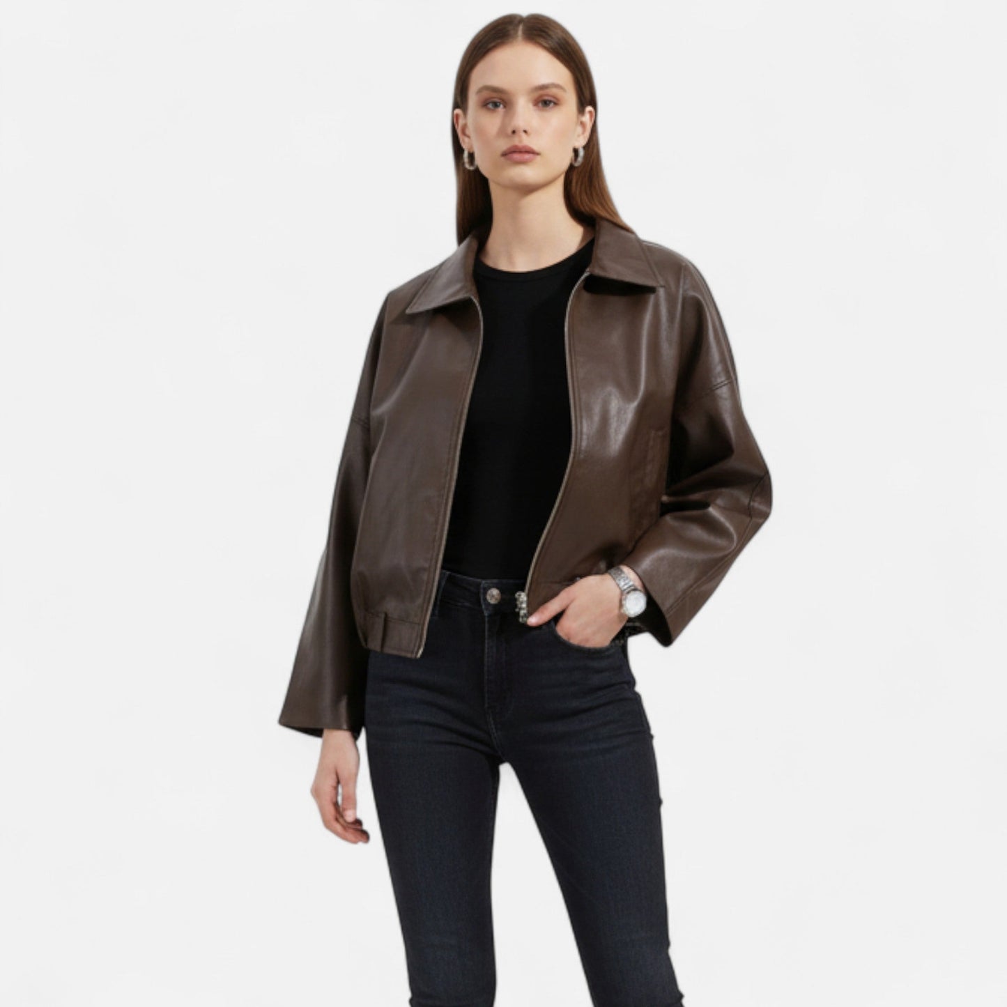Imperé Line | Kožená bomber bunda s páskem