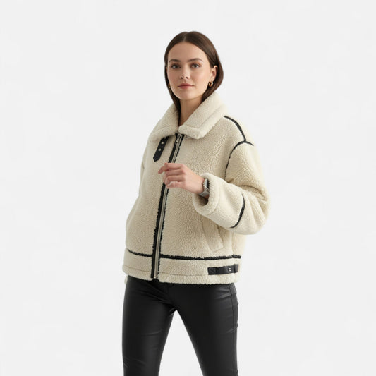 Ancienne Monde | Women's Aviator Jacket in Soft Faux Fur