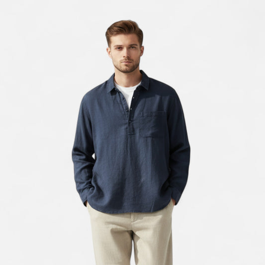 Imperé Line | Men's Linen Shirt Square Collar