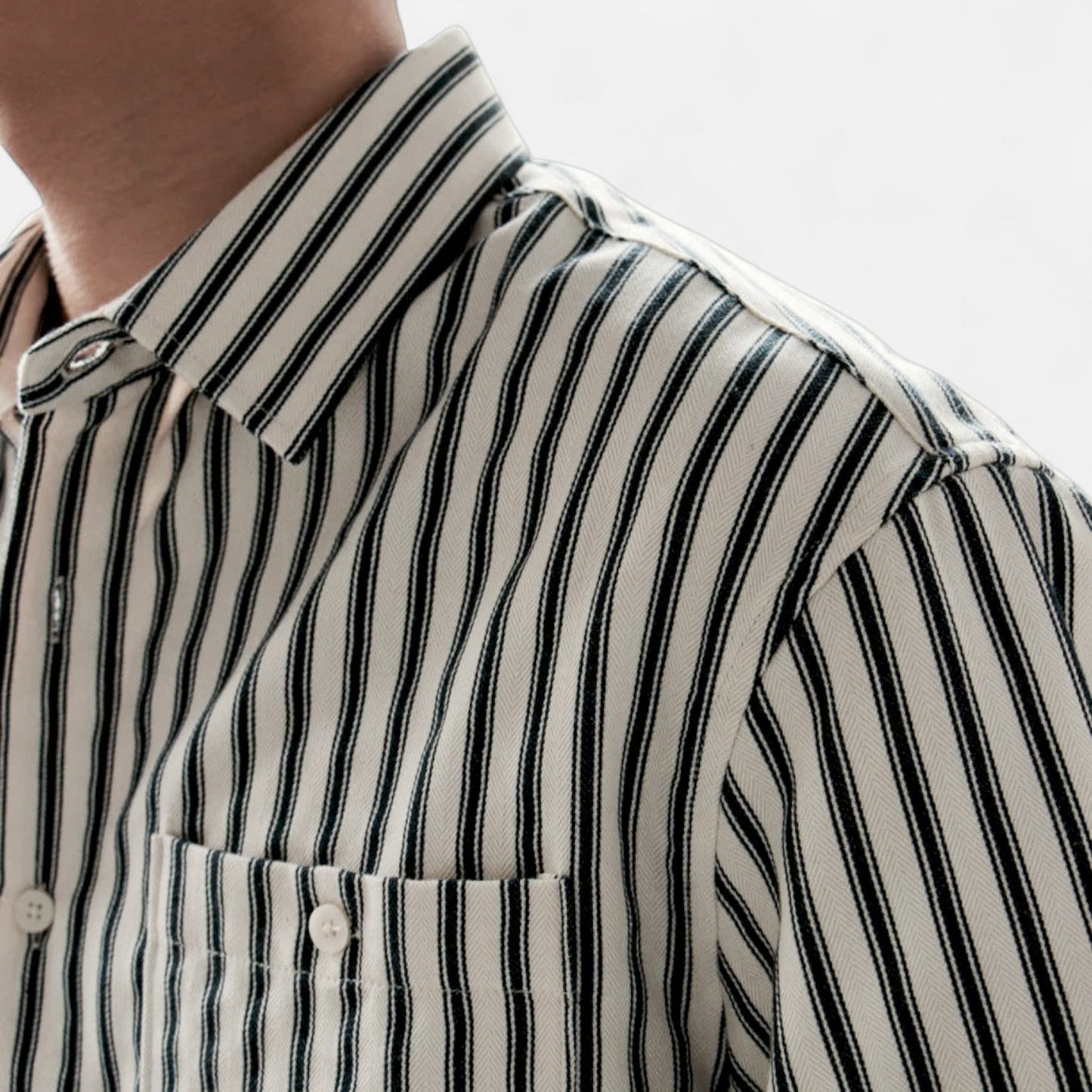 Imperé Line | Men's Long Sleeve Striped Shirt – Light Layering, Timeless Coastal Elegance