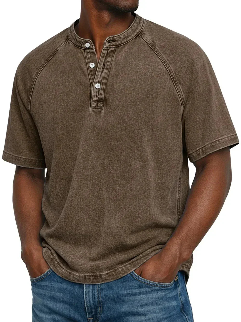 Lucas - Vintage Button-Up T-Shirt for Men
