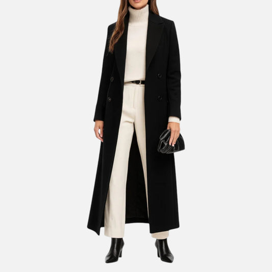 Ancient World | Long Women's Coat Black Fitted