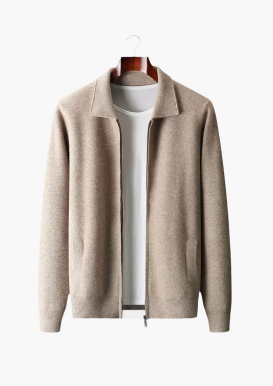 Imperé Line | Extra-Fine wool zip Polo Cardigan