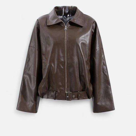 Ancient World | Belted Leather Jacket for Women