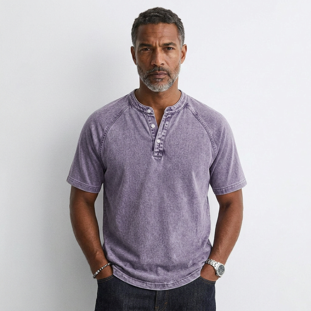 Gabin - Vintage Button T-shirt for Men