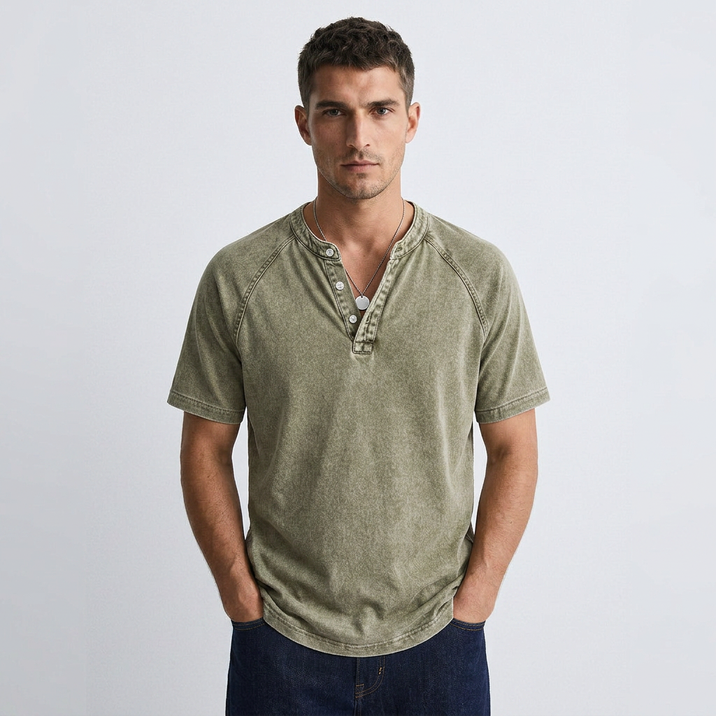Jules - Vintage Button-Up T-Shirt for Men
